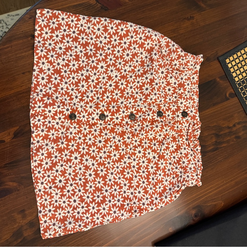 Madewell Floral Button-Up Mini Skirt in Red and White